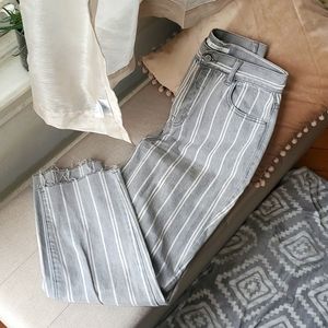 High Rise Straight Leg Striped Gray Jeans (Pacsun)